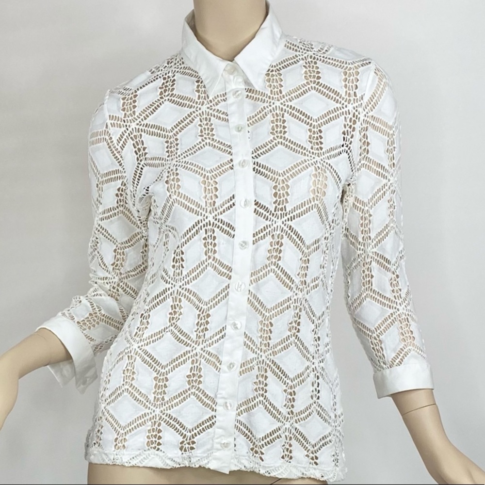 Anne Fontaine Paradise Shirt Blouse Sheer size 42